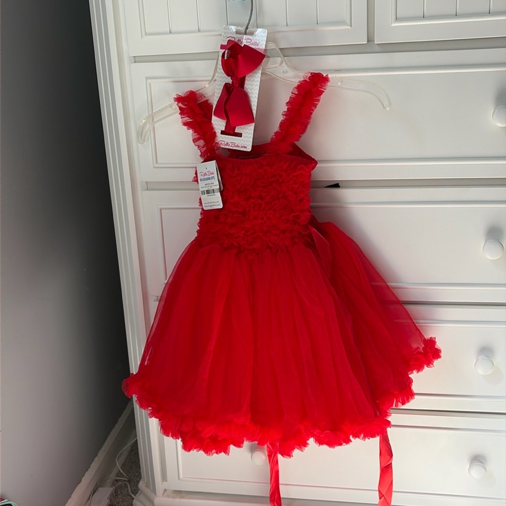 Ruffle Butts red princess dress with matching bow